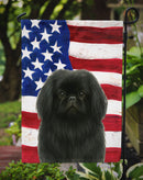 Black Pekingese American Flag Garden Flag