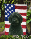 Black Portuguese Water Dog American Flag Garden Flag