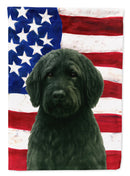 Black Portuguese Water Dog American Flag Garden Flag