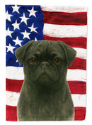 Black Pug American Flag House Flag