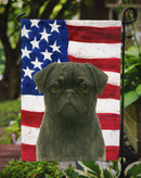 Black Pug American Flag Garden Flag