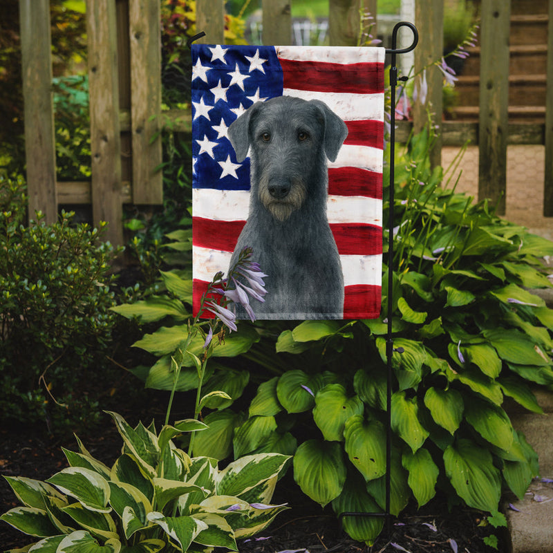 Blue-Gray Scottish Deerhound American Flag Garden Flag