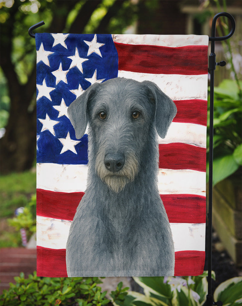 Blue-Gray Scottish Deerhound American Flag Garden Flag