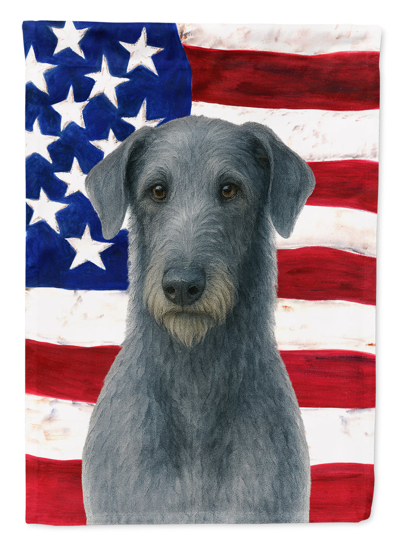 Blue-Gray Scottish Deerhound American Flag Garden Flag