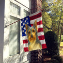 Blue and Tan Silky Terrier American Flag House Flag