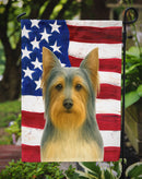 Blue and Tan Silky Terrier American Flag Garden Flag