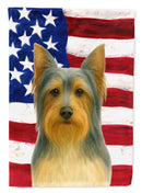 Blue and Tan Silky Terrier American Flag Garden Flag