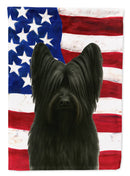 Black Skye Terrier American Flag House Flag