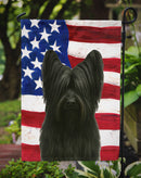Black Skye Terrier American Flag Garden Flag