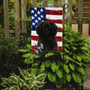 Black Tibetan Spaniel American Flag Garden Flag