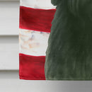 Black Tibetan Spaniel American Flag House Flag