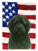 Black Tibetan Spaniel American Flag House Flag