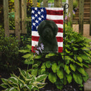 Black Tibetan Spaniel American Flag Garden Flag