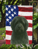 Black Tibetan Spaniel American Flag Garden Flag
