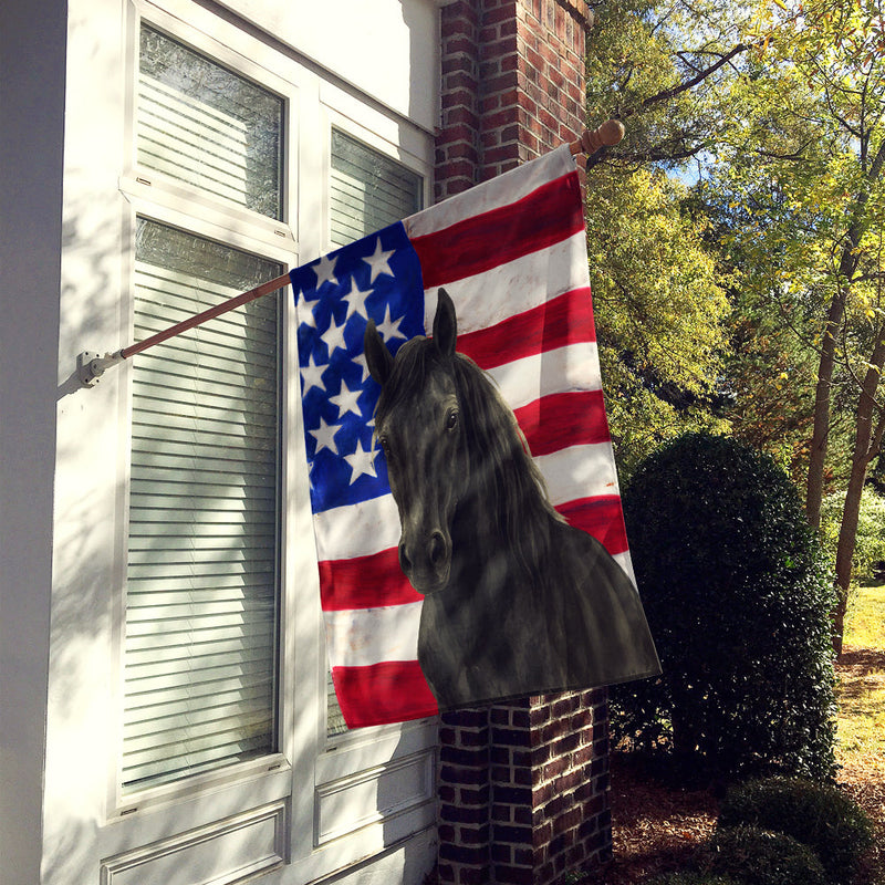 Black Andalusian Horse American House Flag