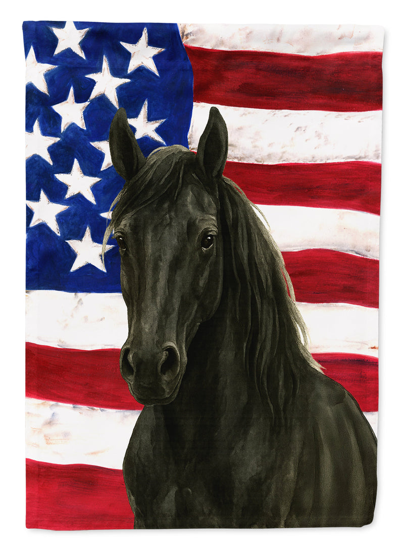 Black Andalusian Horse American House Flag