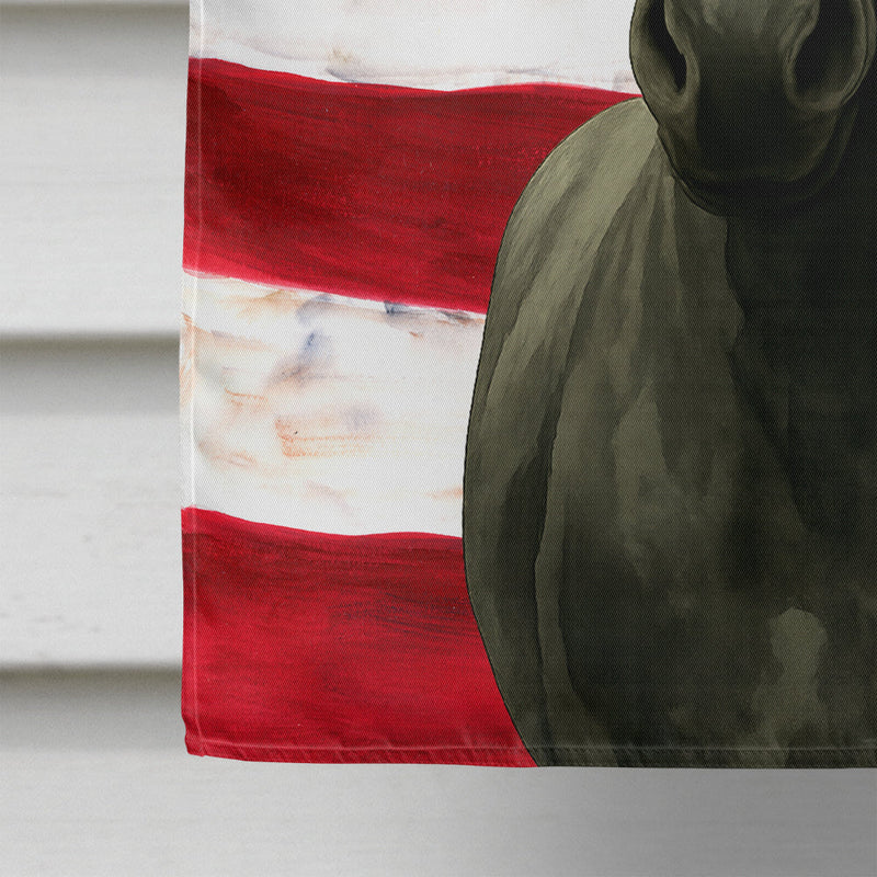 Black Friesian Horse American House Flag