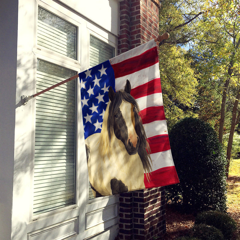 Piebald Gypsy Vanner Horse American House Flag