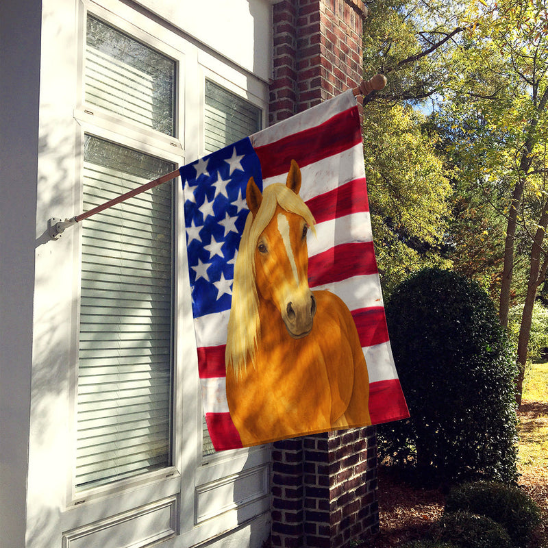 Chestnut Haflinger Horse with Flaxen Mane American House Flag