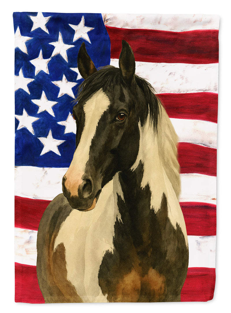Black Tobiano Paint Horse American House Flag