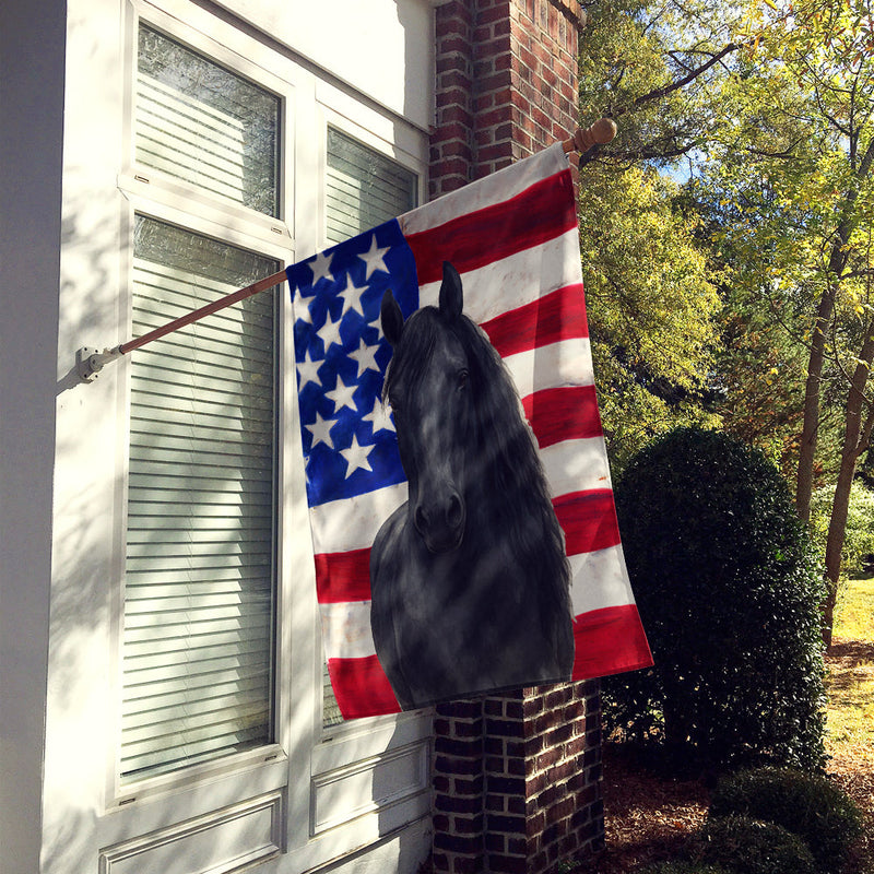 Black Percheron Horse American House Flag