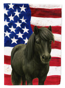 Black Shetland Pony American House Flag