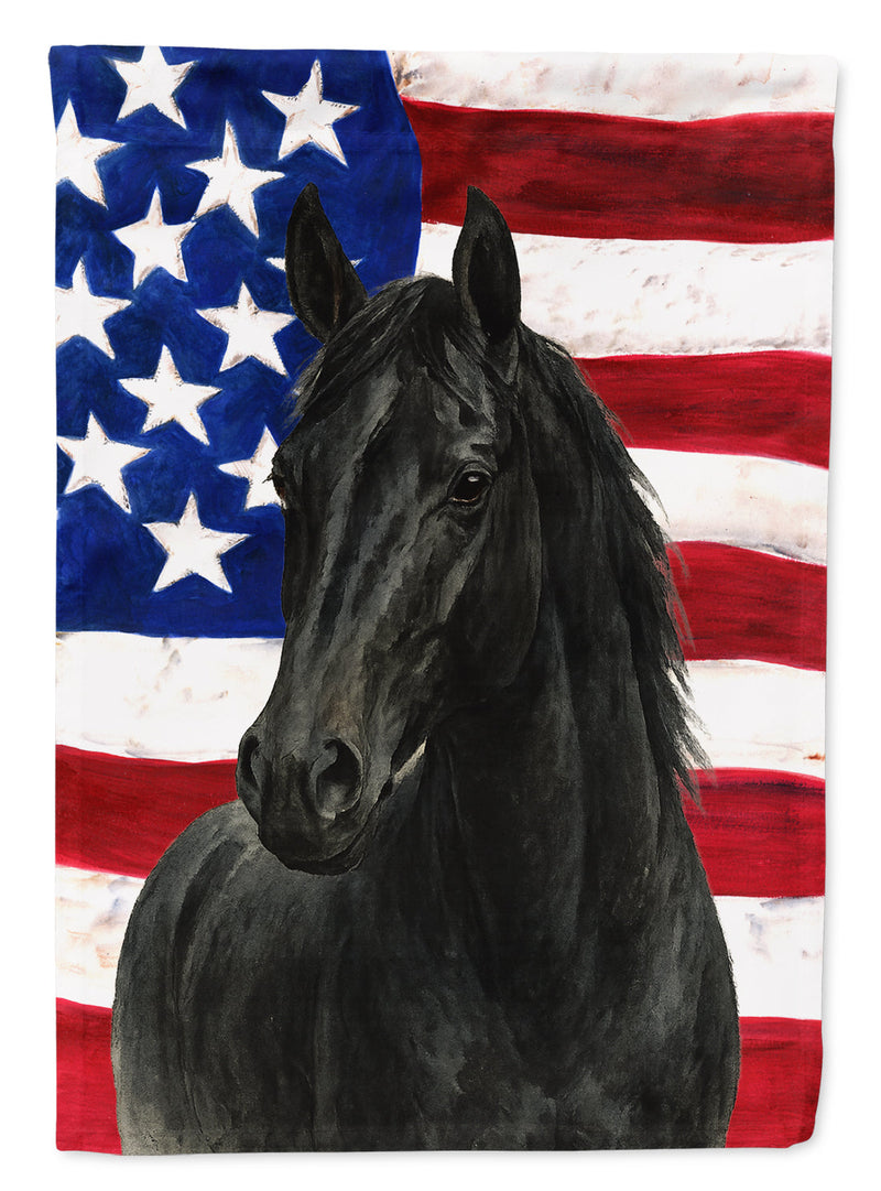 Black Thoroughbred Horse American House Flag
