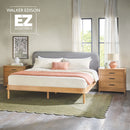 Annette Contemporary Upholstered Headboard Curved Wood Bed Frame