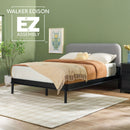 Annette Contemporary Upholstered Headboard Curved Wood Bed Frame
