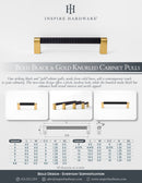 Bold, Solid Brass Black & Gold Knurled Cabinet Pulls