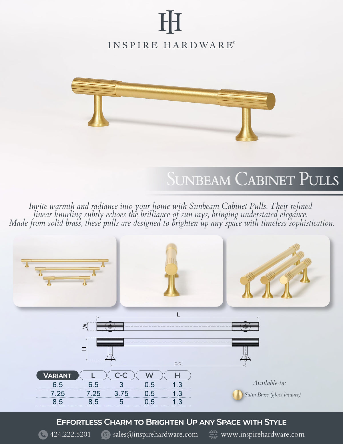 Sunbeam, Solid Brass Cabinet Pulls, photo 8 of 9