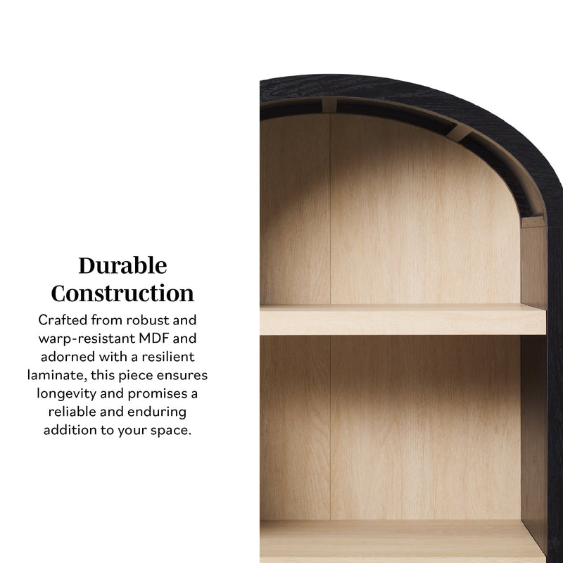 Chantelle Modern Arched Bookshelf with Open Shelves