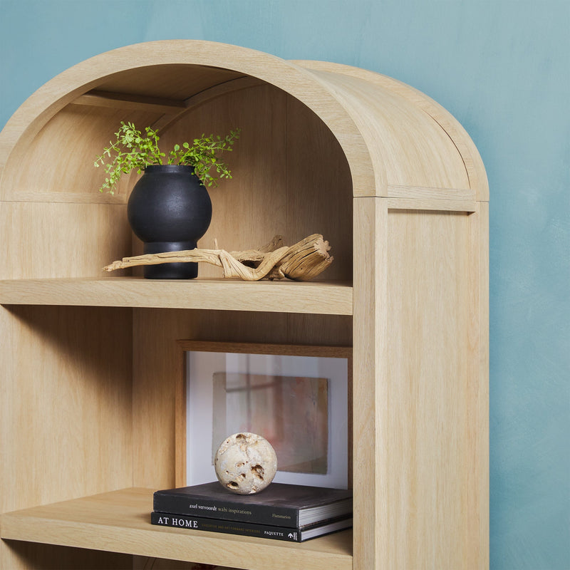 Chantelle Modern Arched Bookshelf with Open Shelves