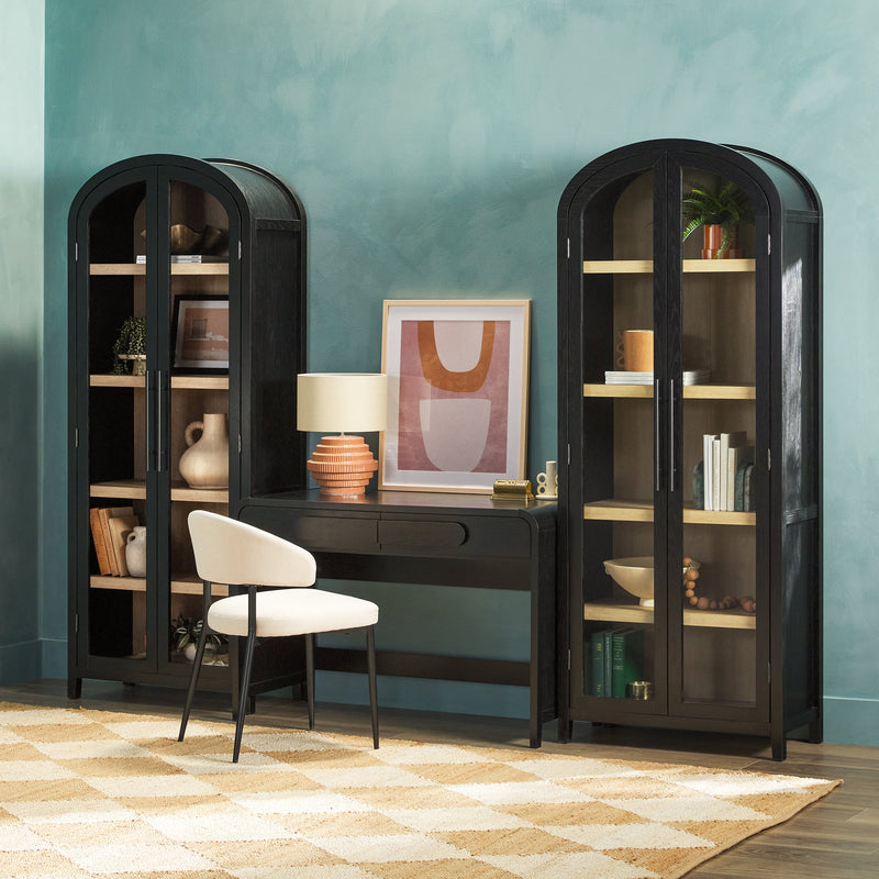 Chantelle Modern Arched Bookshelf with Glass Doors