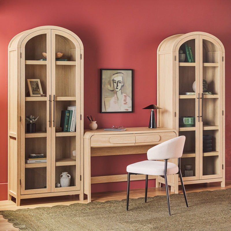 Chantelle Modern Arched Bookshelf with Glass Doors