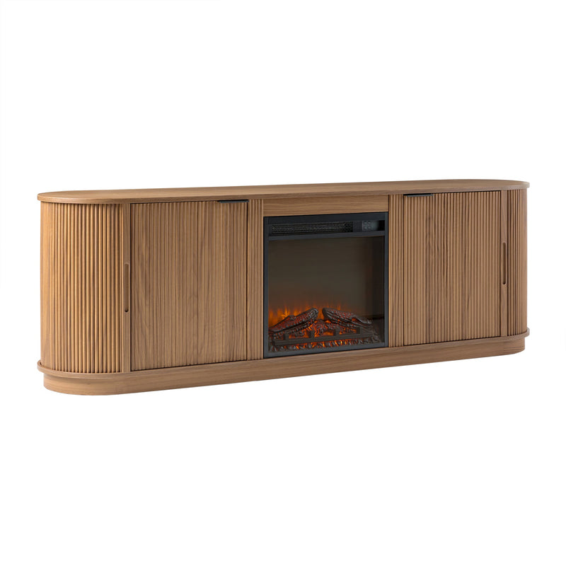 Chloe Modern Scandinavian Reeded Fireplace TV Stand