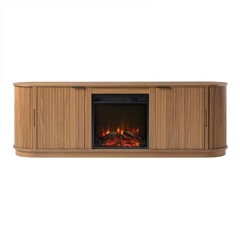 Chloe Modern Scandinavian Reeded Fireplace TV Stand