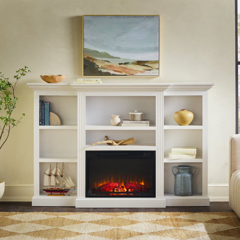 Cullen 70" Traditional Electric Fireplace with Mantel and Shelves