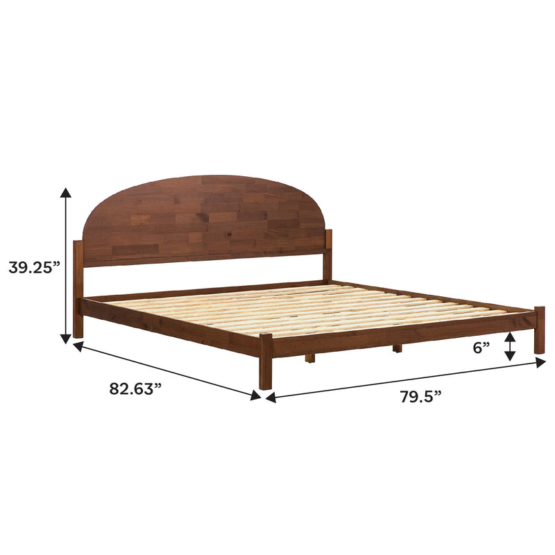 Elias Solid Wood Bed with Arched Headboard