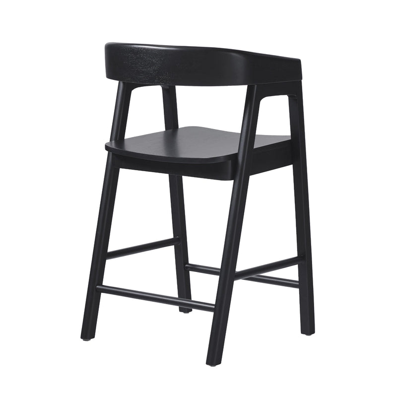 Ezra Modern Solid Wood Rounded Back Single Counter Stool