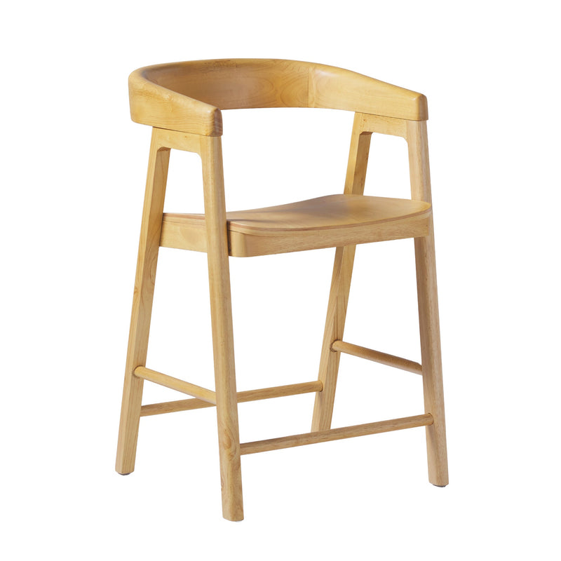 Ezra Modern Solid Wood Rounded Back Single Counter Stool