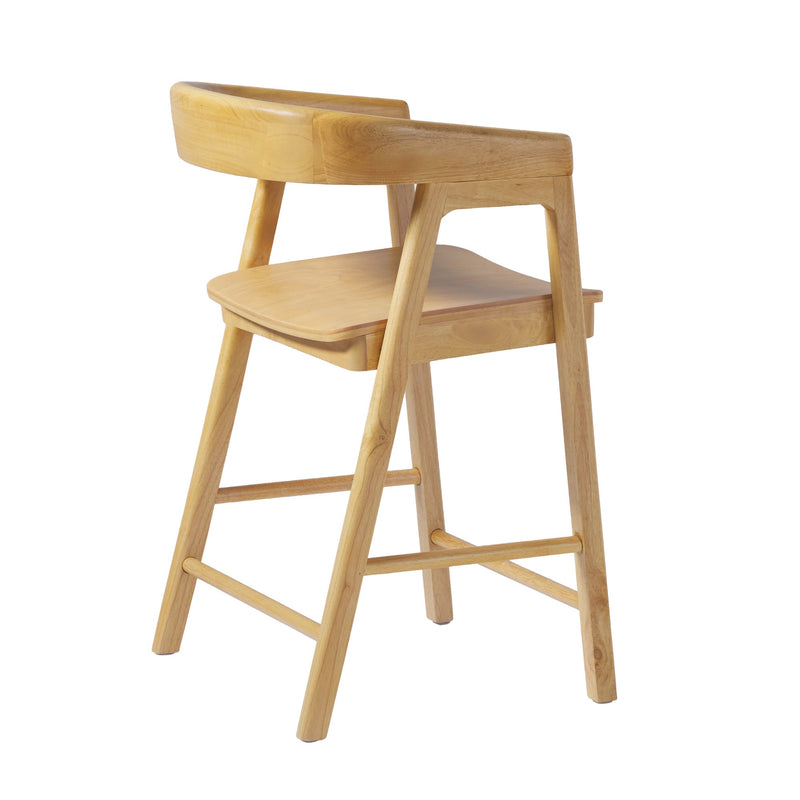 Ezra Modern Solid Wood Rounded Back Single Counter Stool