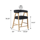 Ezra Modern Single Solid Wood Counter Stool with Boucle Upholstery