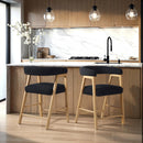 Ezra Modern Single Solid Wood Counter Stool with Boucle Upholstery