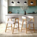 Ezra Modern Single Solid Wood Counter Stool with Boucle Upholstery