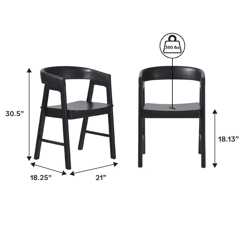 Ezra Modern Solid Wood Rounded Back Dining Chair (Set of 2)