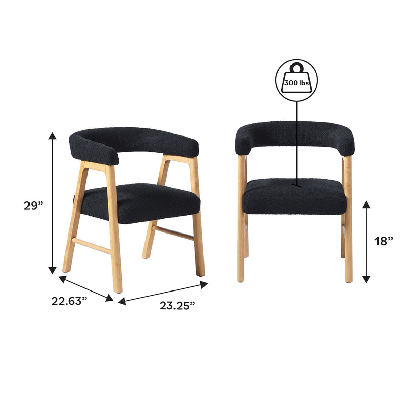 Ezra Modern Curved Back Dining Chair with Boucle Upholstery (Set of 2)