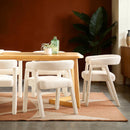 Ezra Modern Boucle Solid Wood Rounded Back Dining Chair (Set of 2)