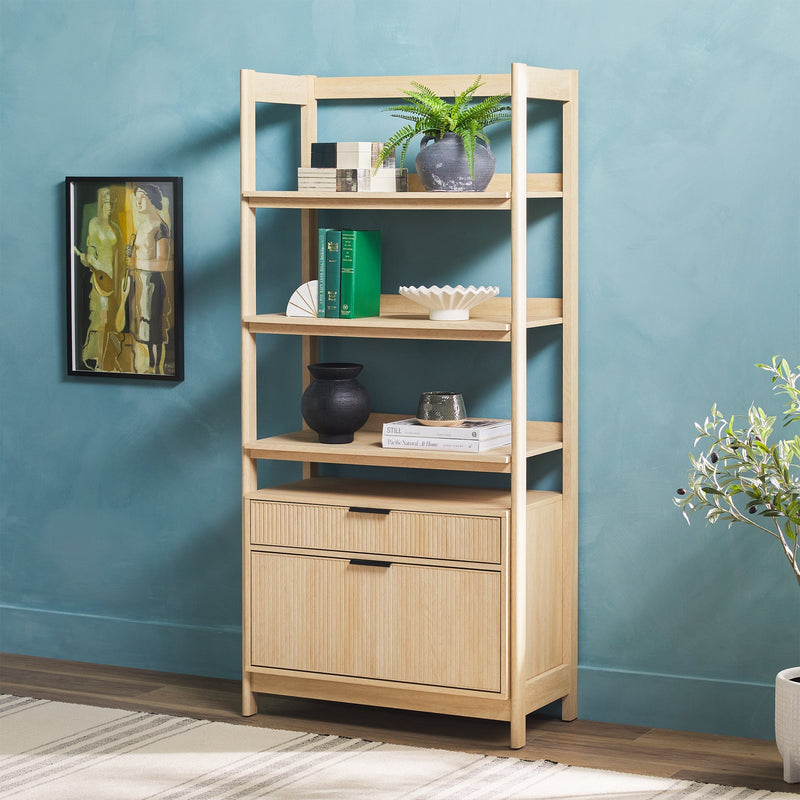 Holmes Modern Scandinavian Reeded Wide Bookshelf