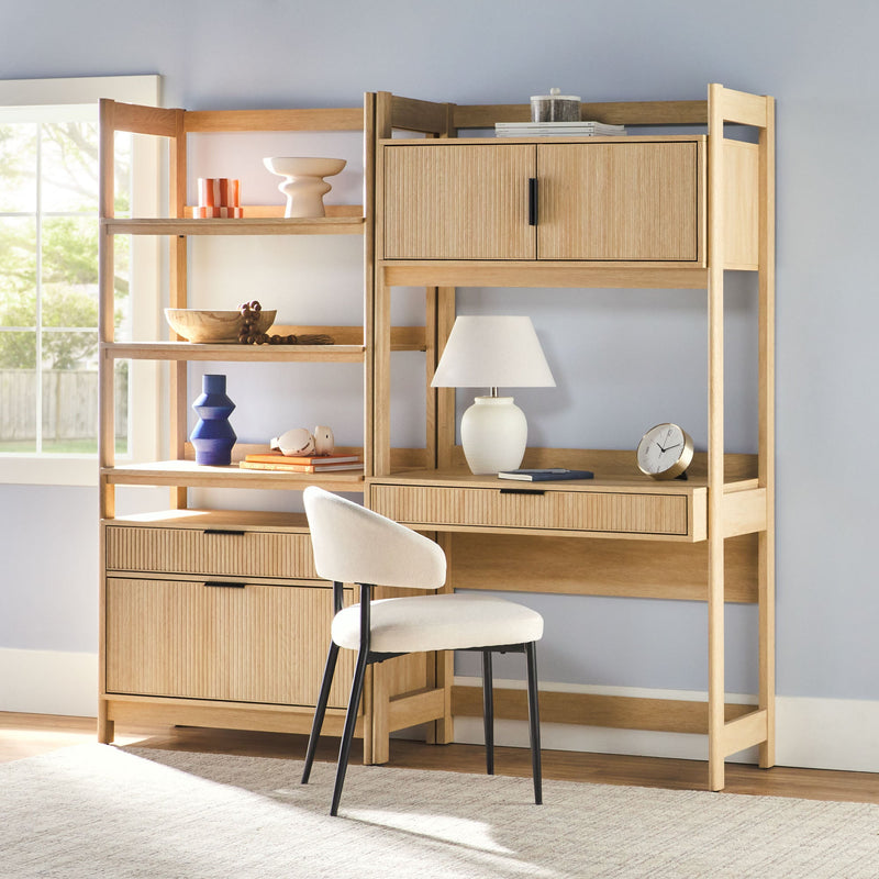 Holmes Modern Scandinavian Reeded Wide Bookshelf